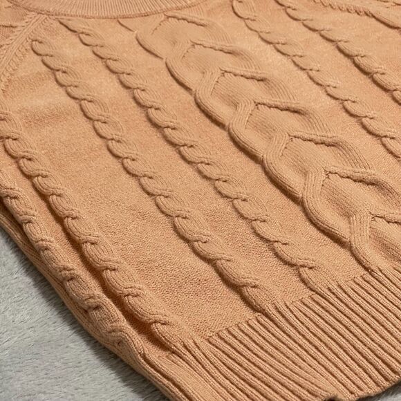 Premies Sweater Womens Small Tan Cable Knit Cozy Jumper - Picture 2 of 8
